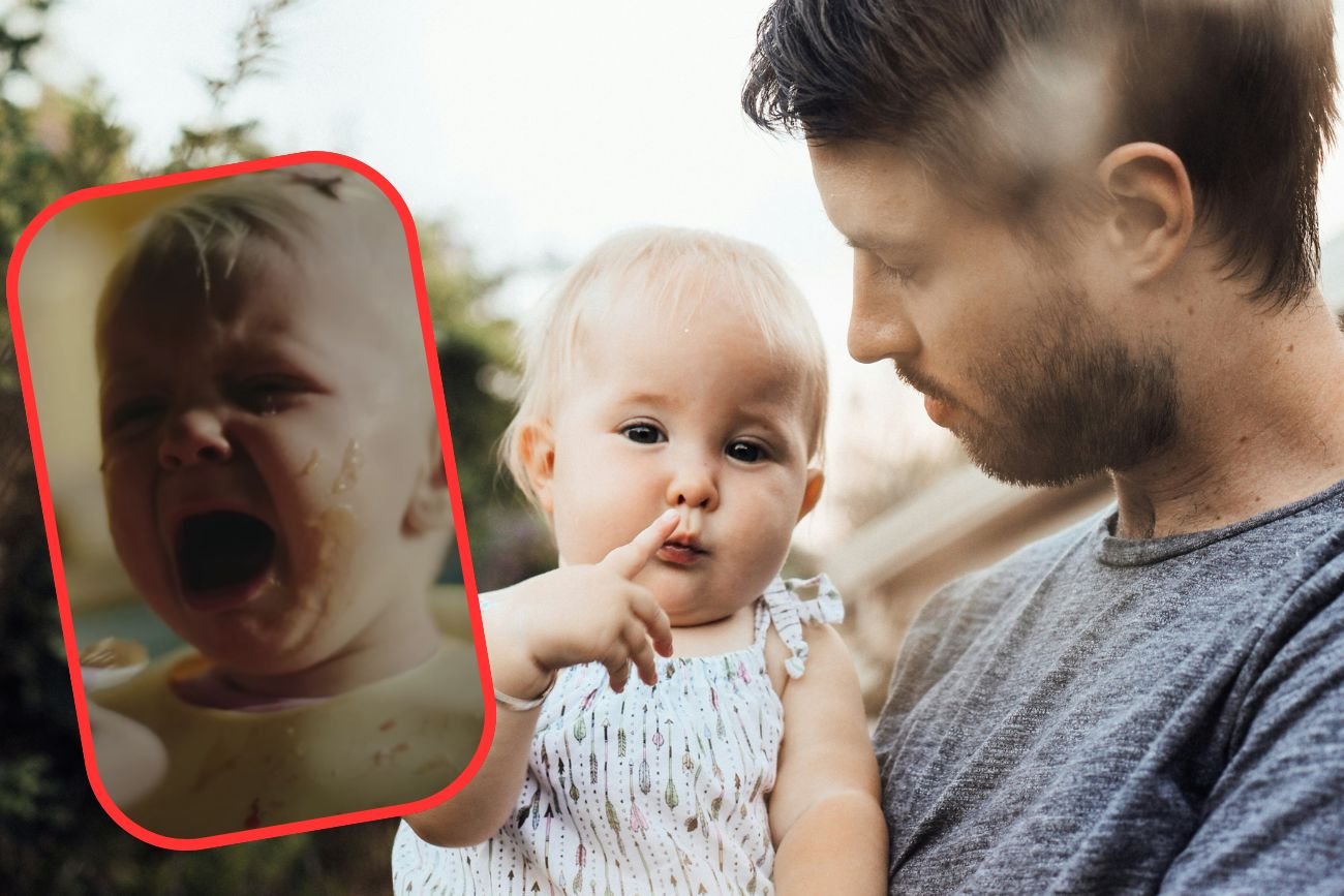 Tata opiekuje się dzieckiem na urlopie rodzicielskim.