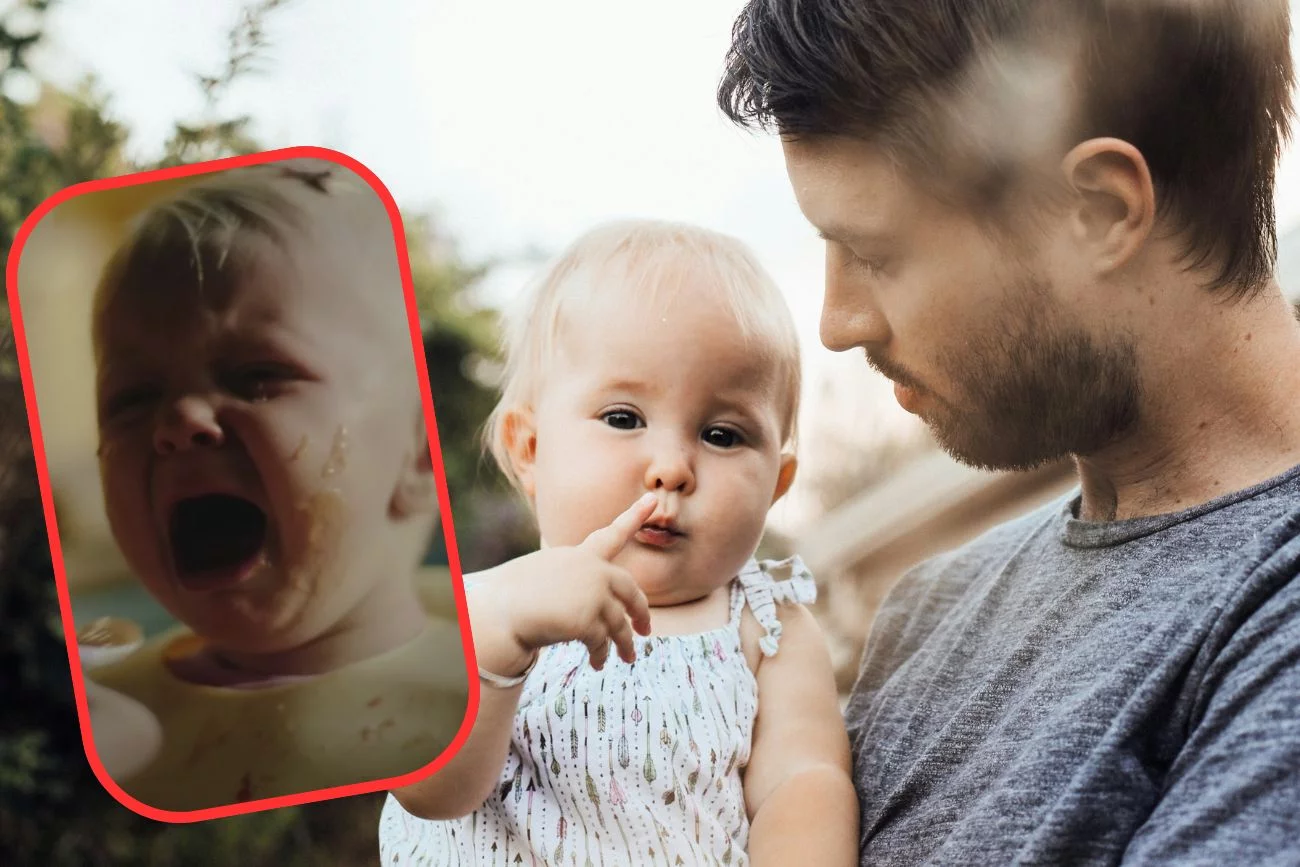 Tata opiekuje się dzieckiem na urlopie rodzicielskim.