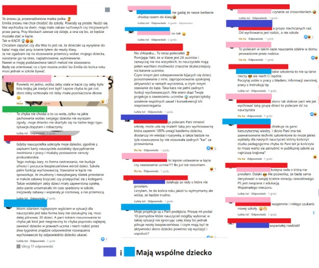 Dyskusja rodziców o karze stawiania dzieci w kącie