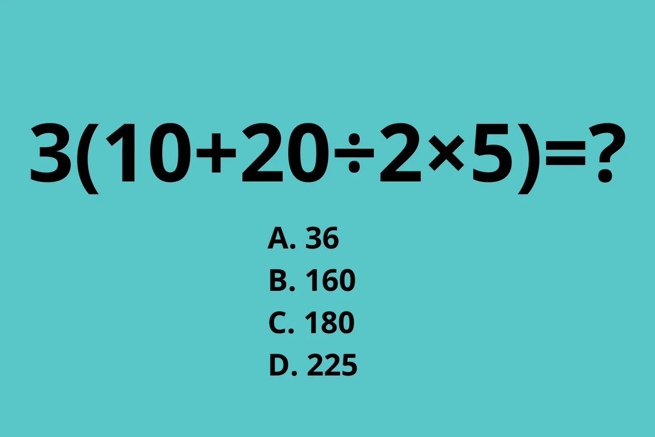 Ile to jest 3(10+20÷2×5)? zagadka matematyczna: 3(10+20÷2×5)=?