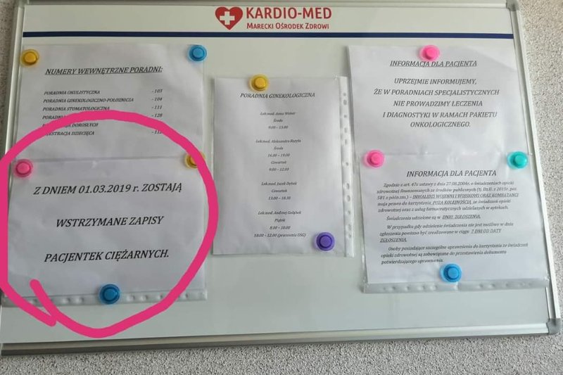 Kartka w Ośrodku Zdrowia zaniepokoiła przyszłe matki