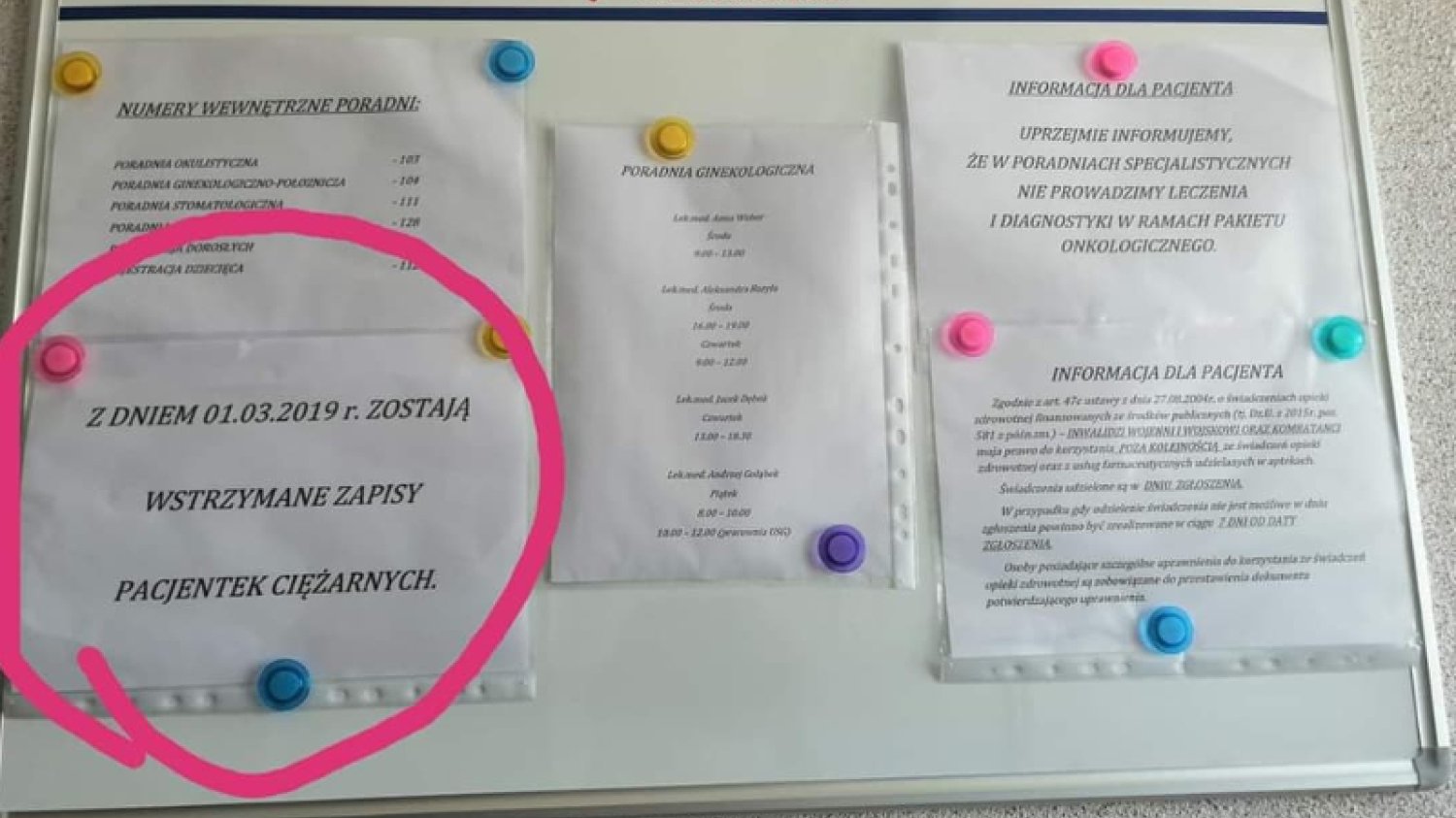 Kartka w Ośrodku Zdrowia zaniepokoiła przyszłe matki