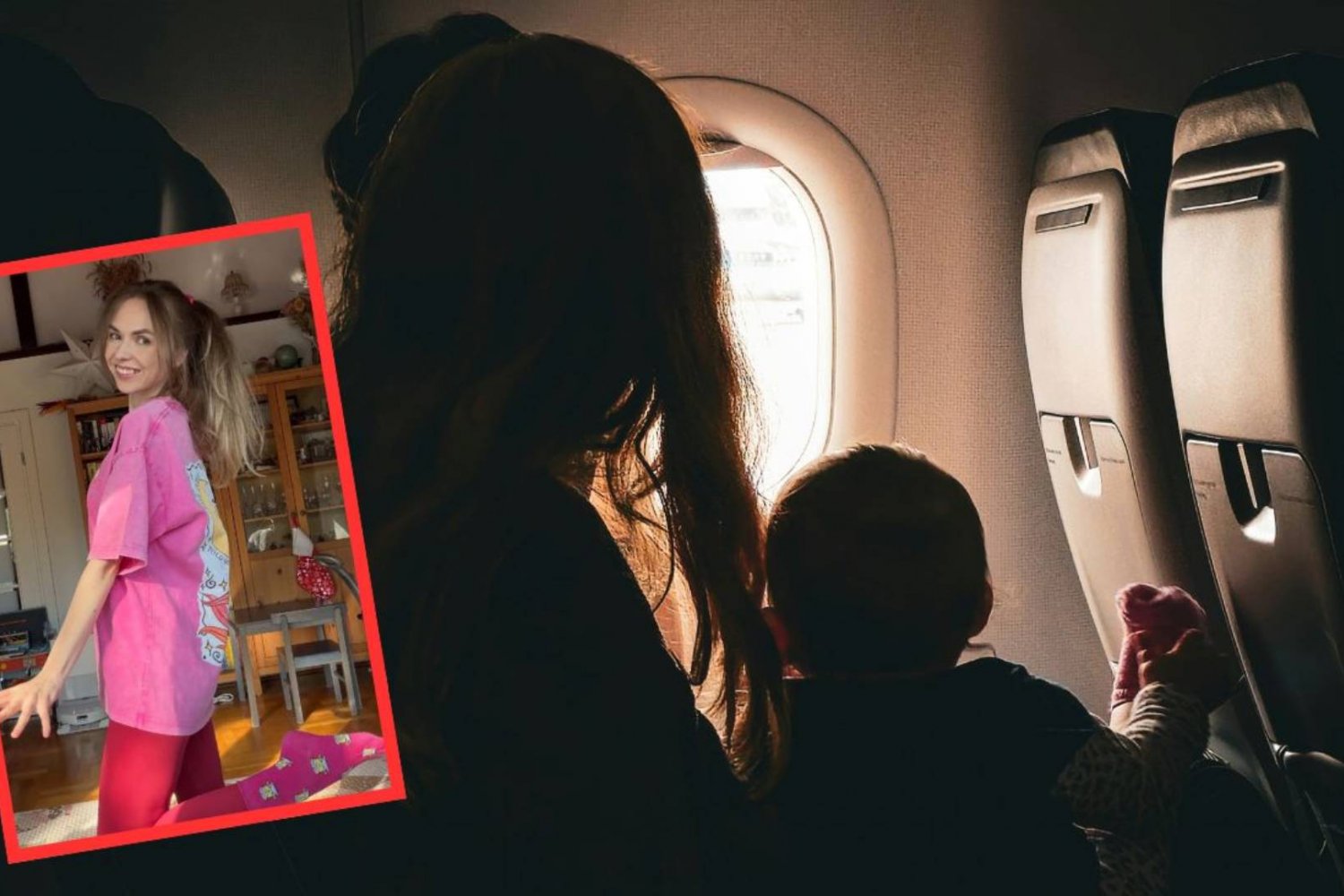mama z dzieckiem na kolanach w samolocie mama z dzieckiem na kolanach w samolocie