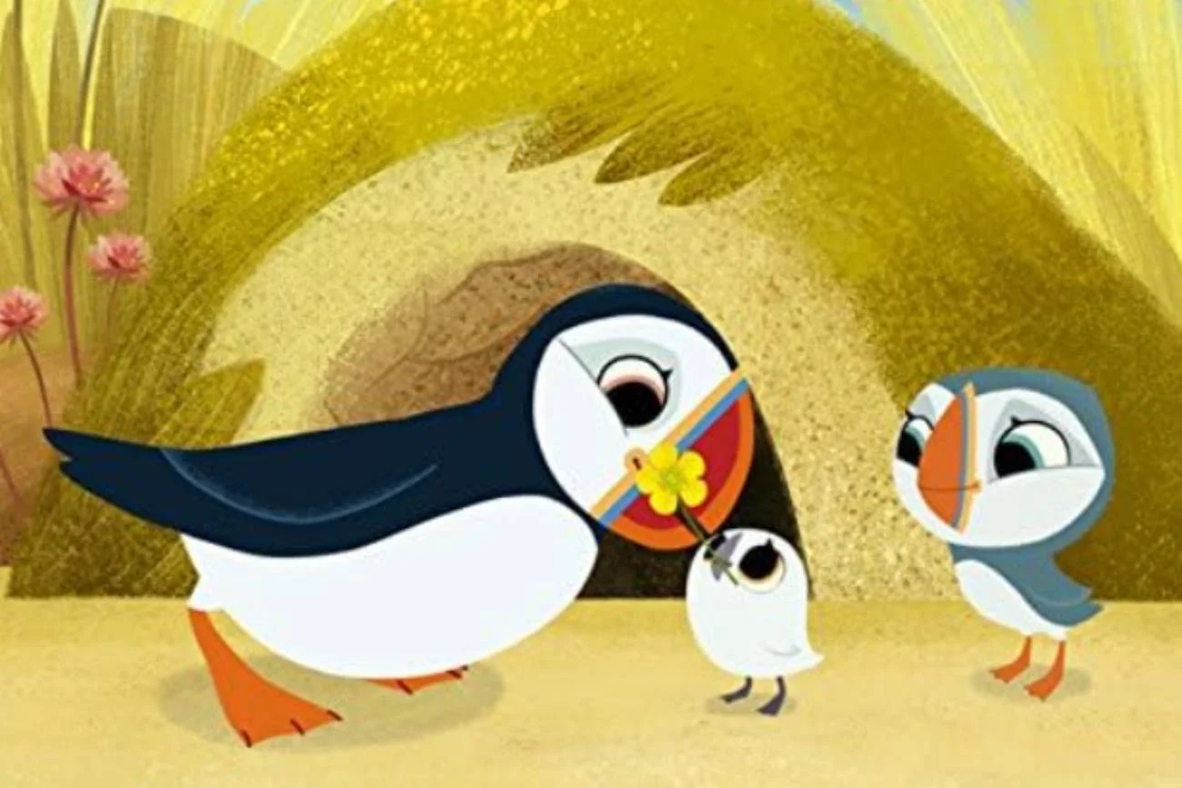 Screen z bajki "Puffin Rock".