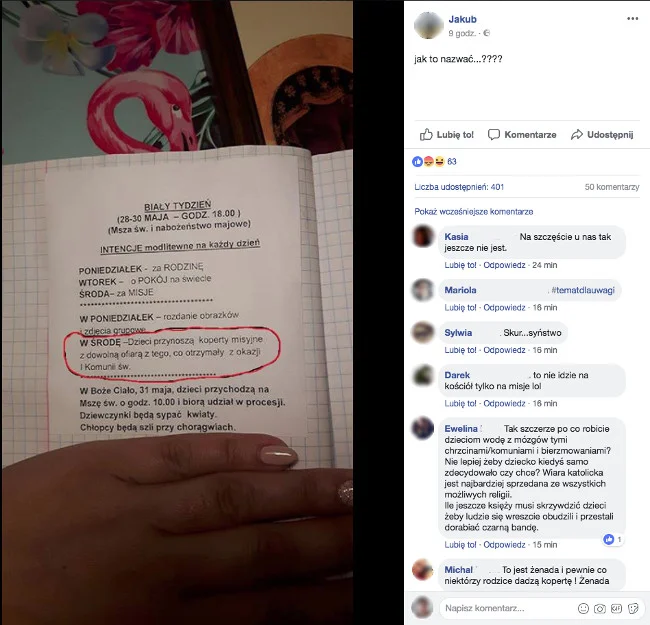 Notatka w zeszycie jednego z uczniów