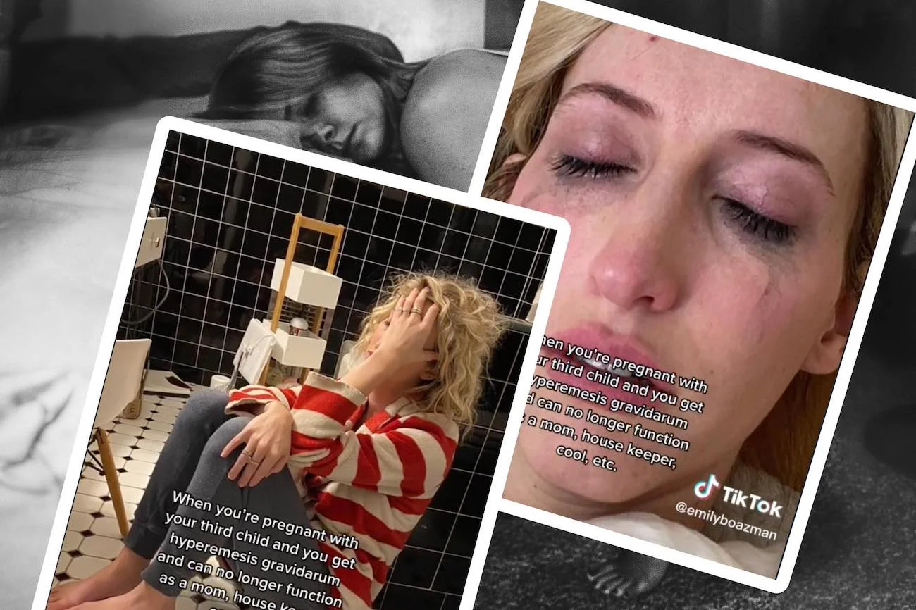 Emily Boazman na TikToku o hyperemesis gravidarum, czyli niepowściągliwych wymiotach ciężarnych.