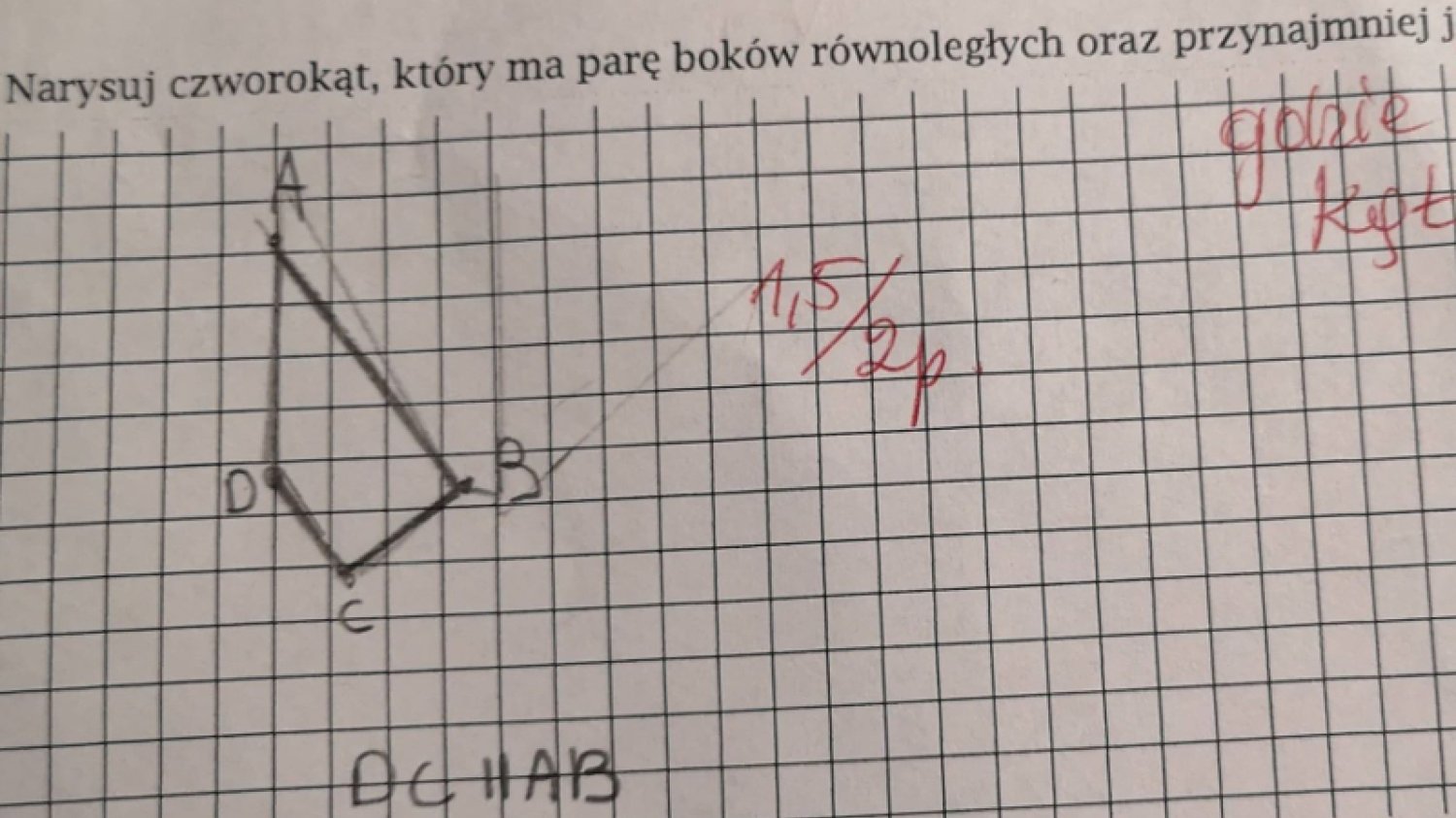 W poleceniu nie ma ani słowa o "wskazaniu kąta"