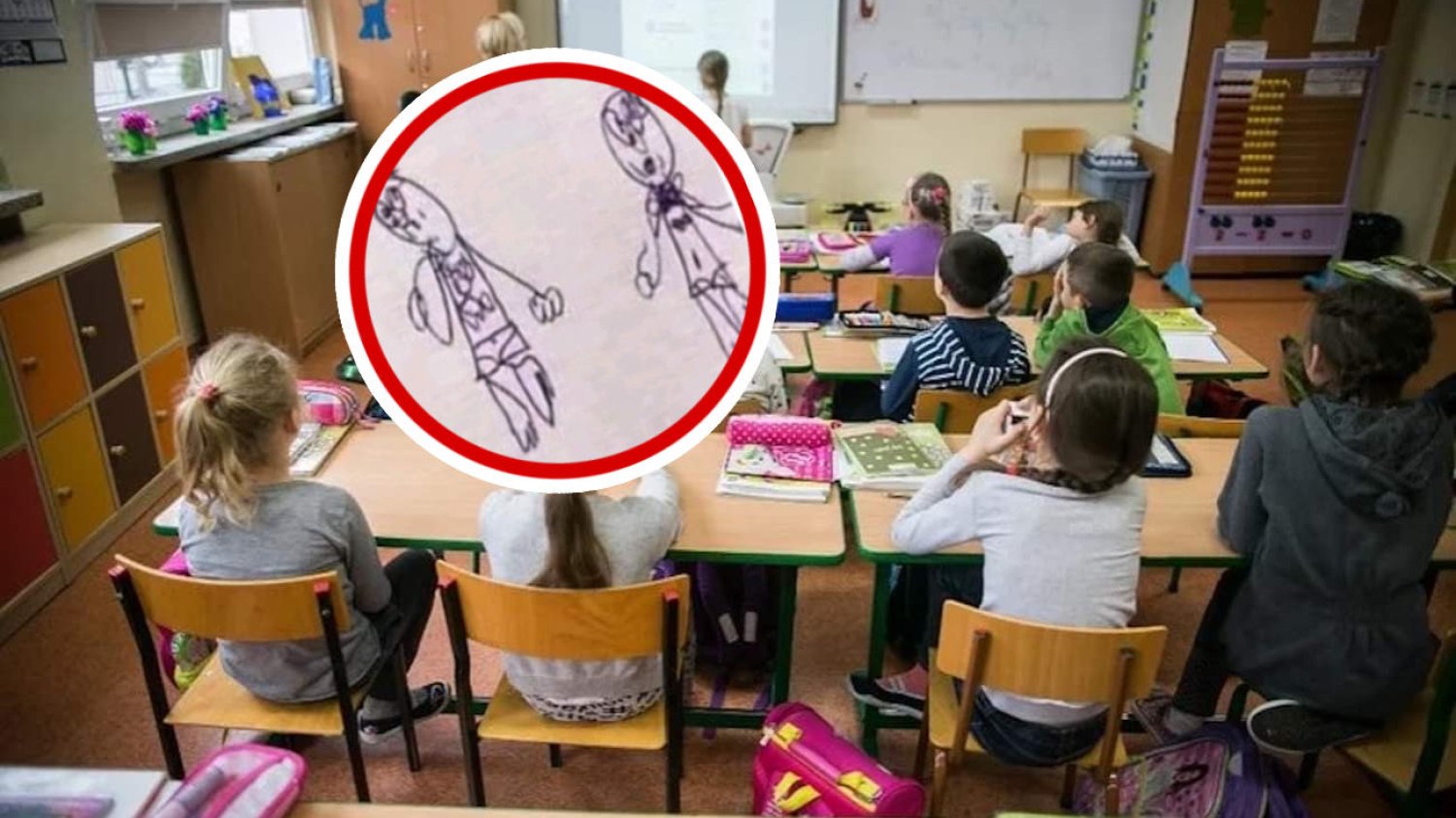 Co przedstawia rysunek, który tak zaniepokoił nauczycielkę?