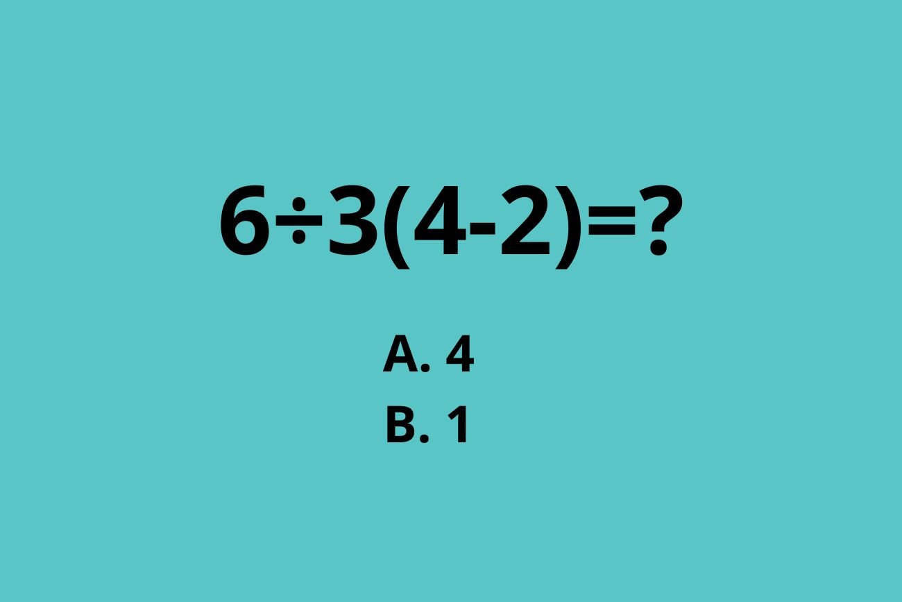 Ile to jest 6÷3(4-2)? Wiele osób nie zgadza się z odpowiedzią w tym równaniu