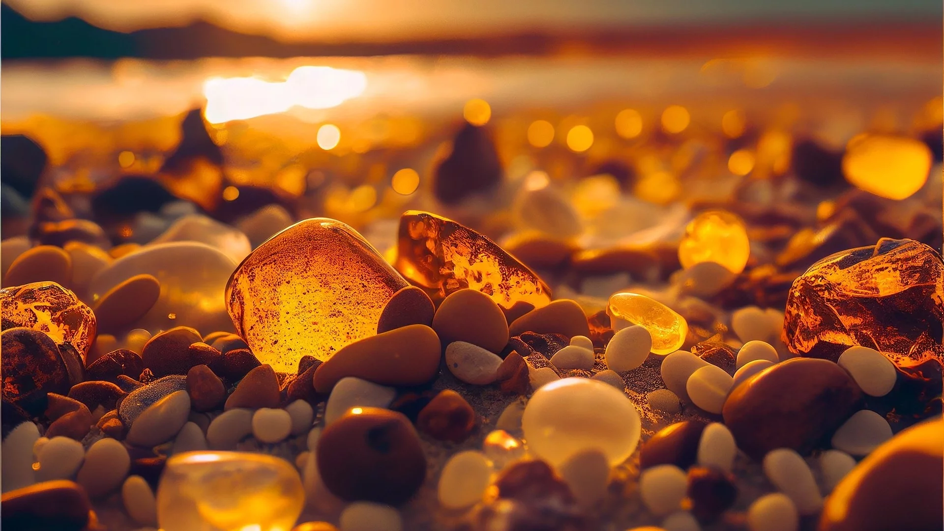 bursztyny na plaży