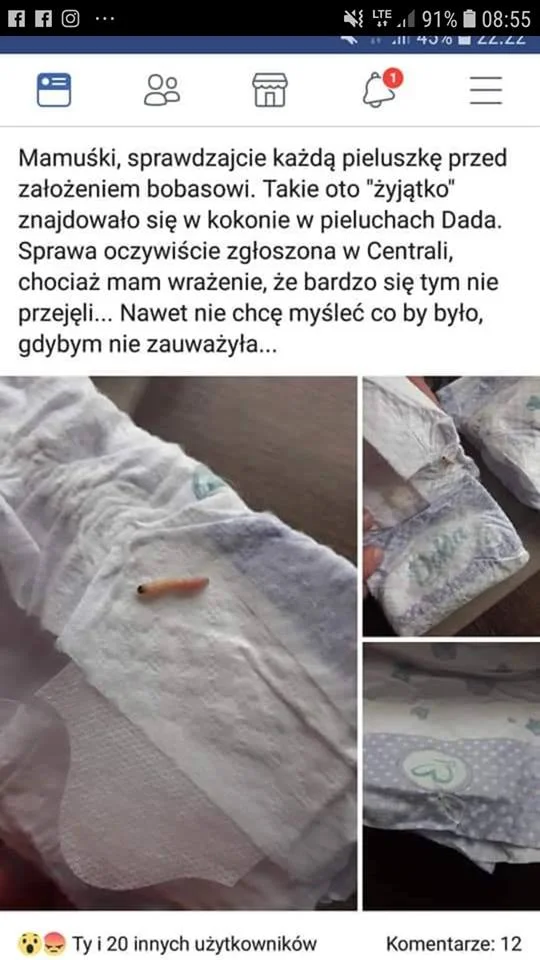 Jedna z klientek sklepu zgłosiła, że w produkcie znalazła robaka