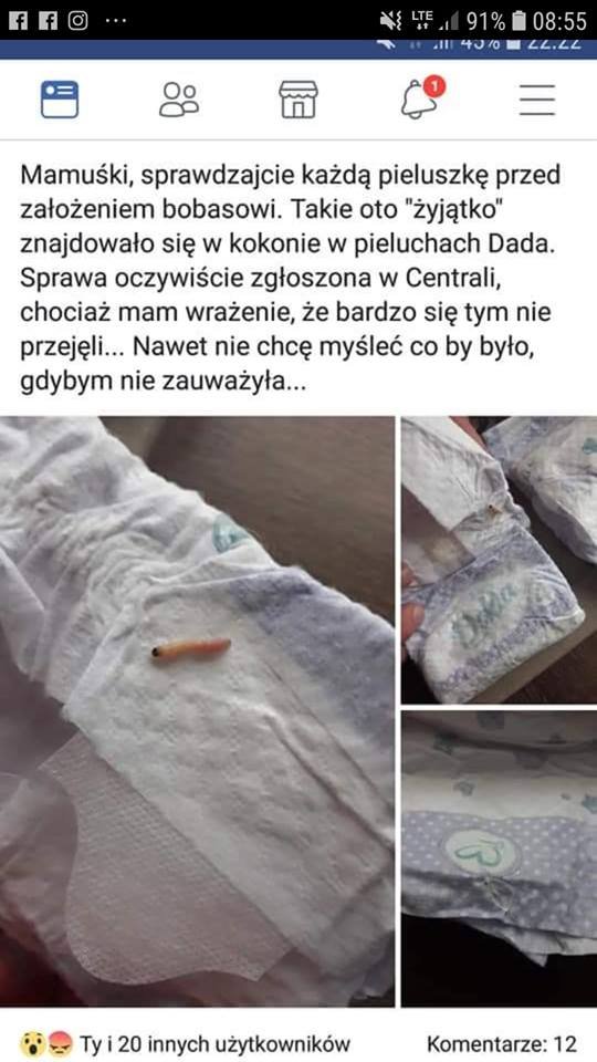 Jedna z klientek sklepu zgłosiła, że w produkcie znalazła robaka