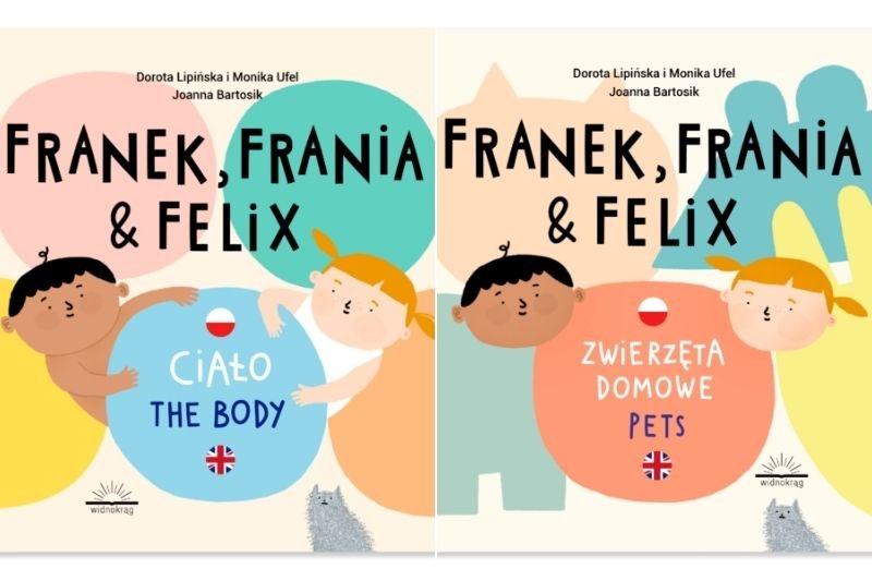 W polsko-angielskim cyklu o Franku, Frani & Felixie dotychczas ukazały się dwie pozycje: "Ciało" i "Zwierzęta domowe"