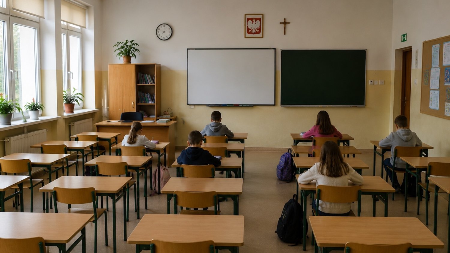 Na zdjęciu sala lekcyjna z małą liczbą dzieci.