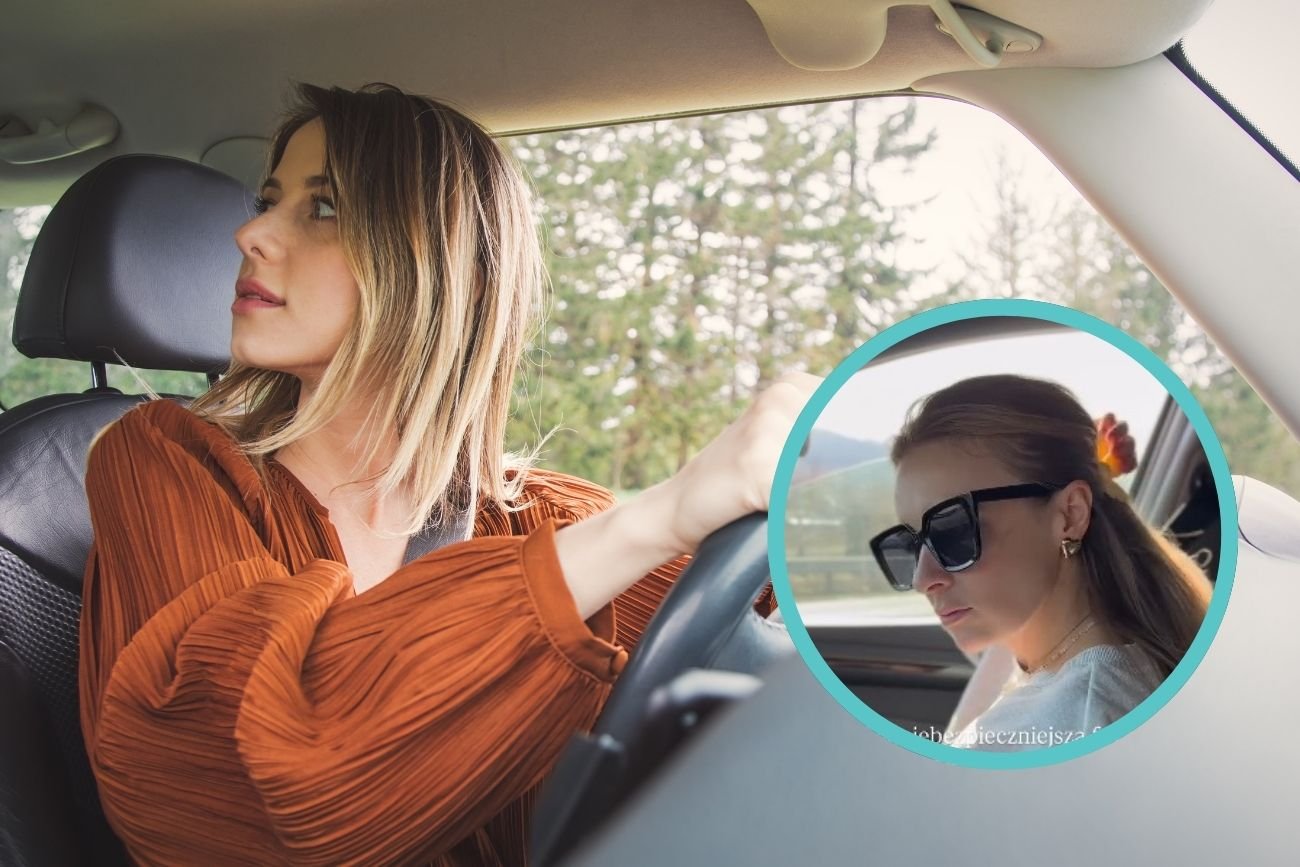 Kobieta prowadzi auto. Kobieta prowadzi auto.