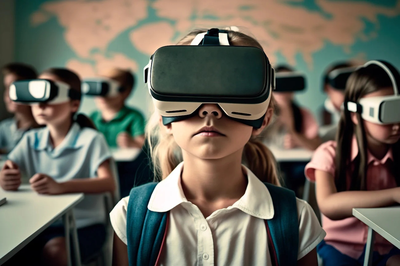 nauka, dziecko, okulary VR