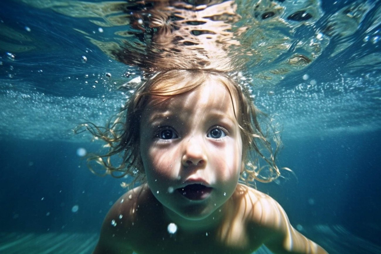chłopiec pod wodą