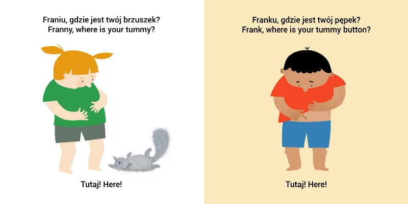 Przykładowe strony z książki "Franek, Frania & Felix. Ciało"