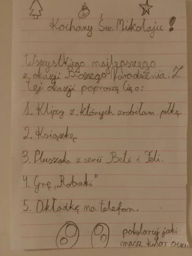 List 10-latki do Mikołaja.