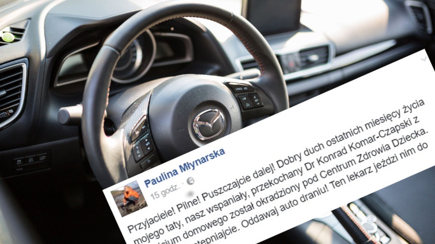 Paulina Młynarska apeluje, by ludzie pomogli znaleźć ukradzione auto należące do lekarza z hospicjum domowego.