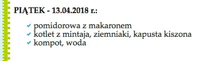 Jadłospis szkolny na piątek.