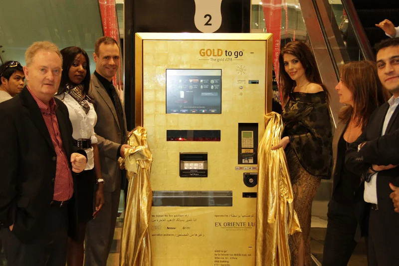 Wydający złoto automat w centrum handlowym Dubai Mall