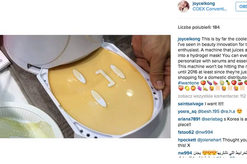 Genialna maszyna do produkcji maseczek na bazie koktajli owocowo-warzywnych zaprezentowana na targach Beauty Expo Korea
