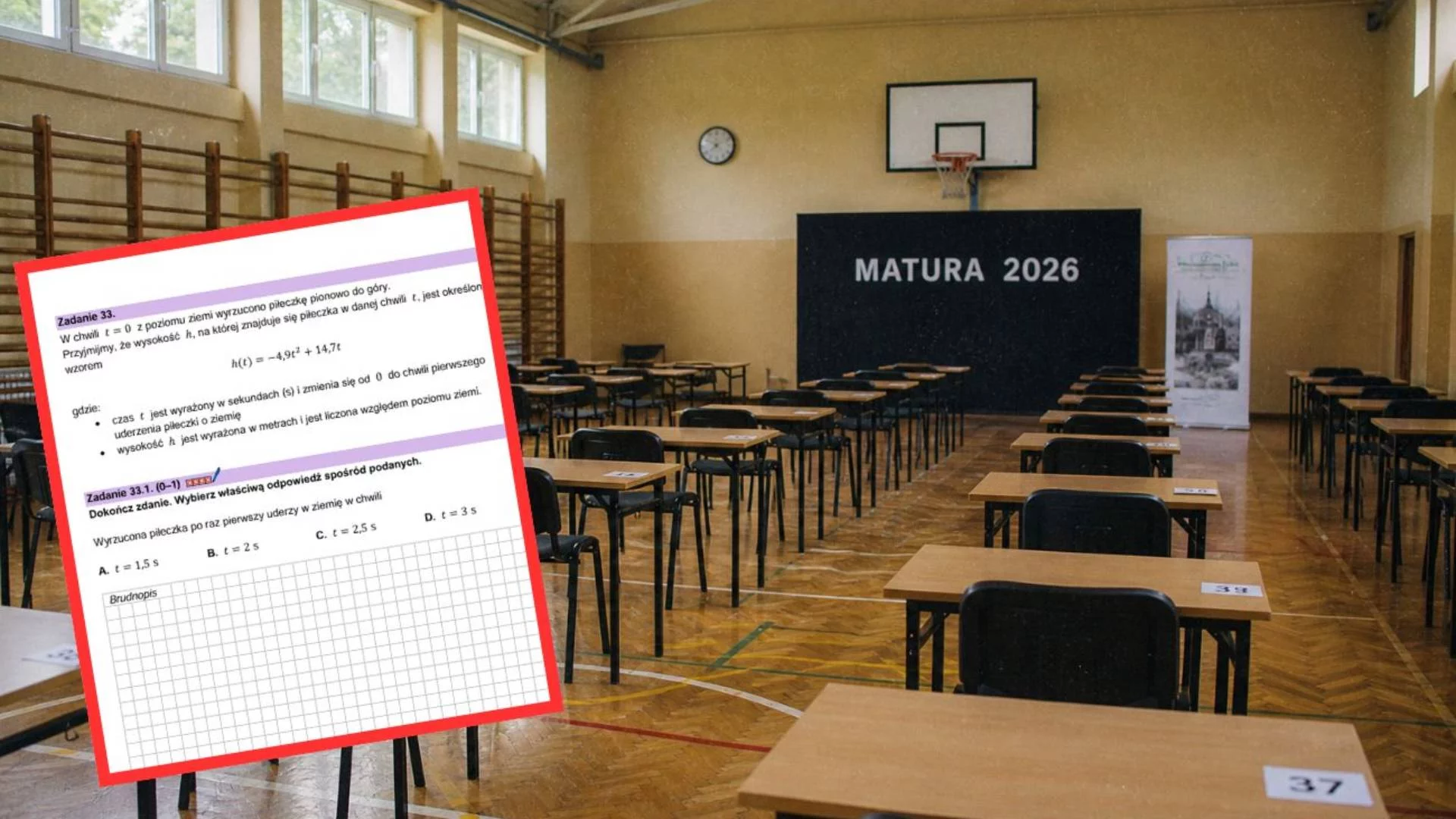 sala gimnastyczna podczas matury 2026