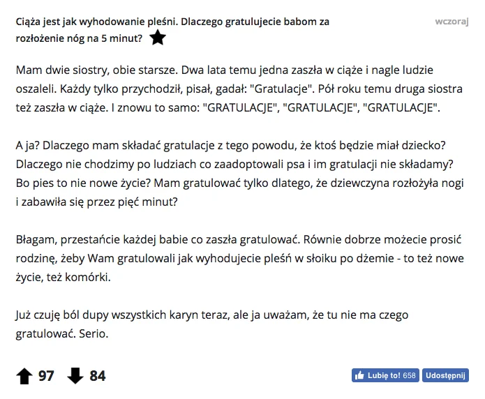 Czy należy gratulować kobiecie zajścia w ciążę?