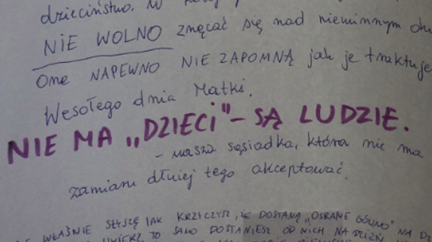 Fragment listu, jaki pojawił sie na klatce bloku na jednym z krakowskich osiedli