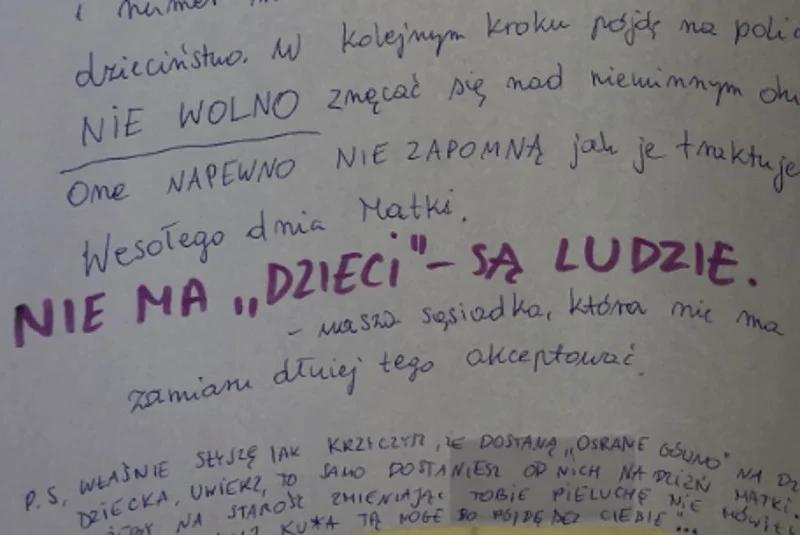 Fragment listu, jaki pojawił sie na klatce bloku na jednym z krakowskich osiedli