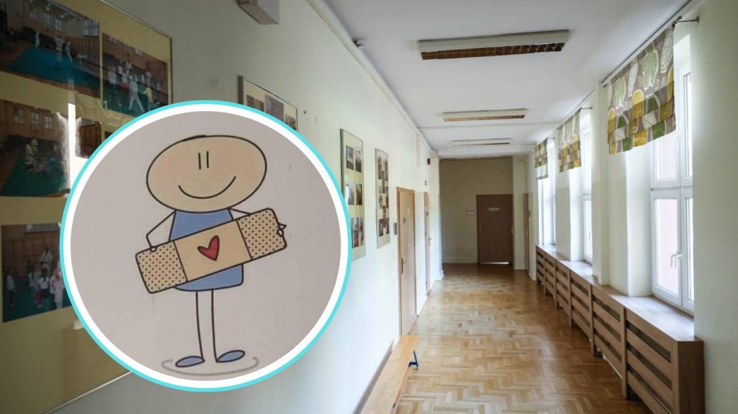 Szkolny korytarz i zdjęcie rysunku. Szkolny korytarz i zdjęcie rysunku.