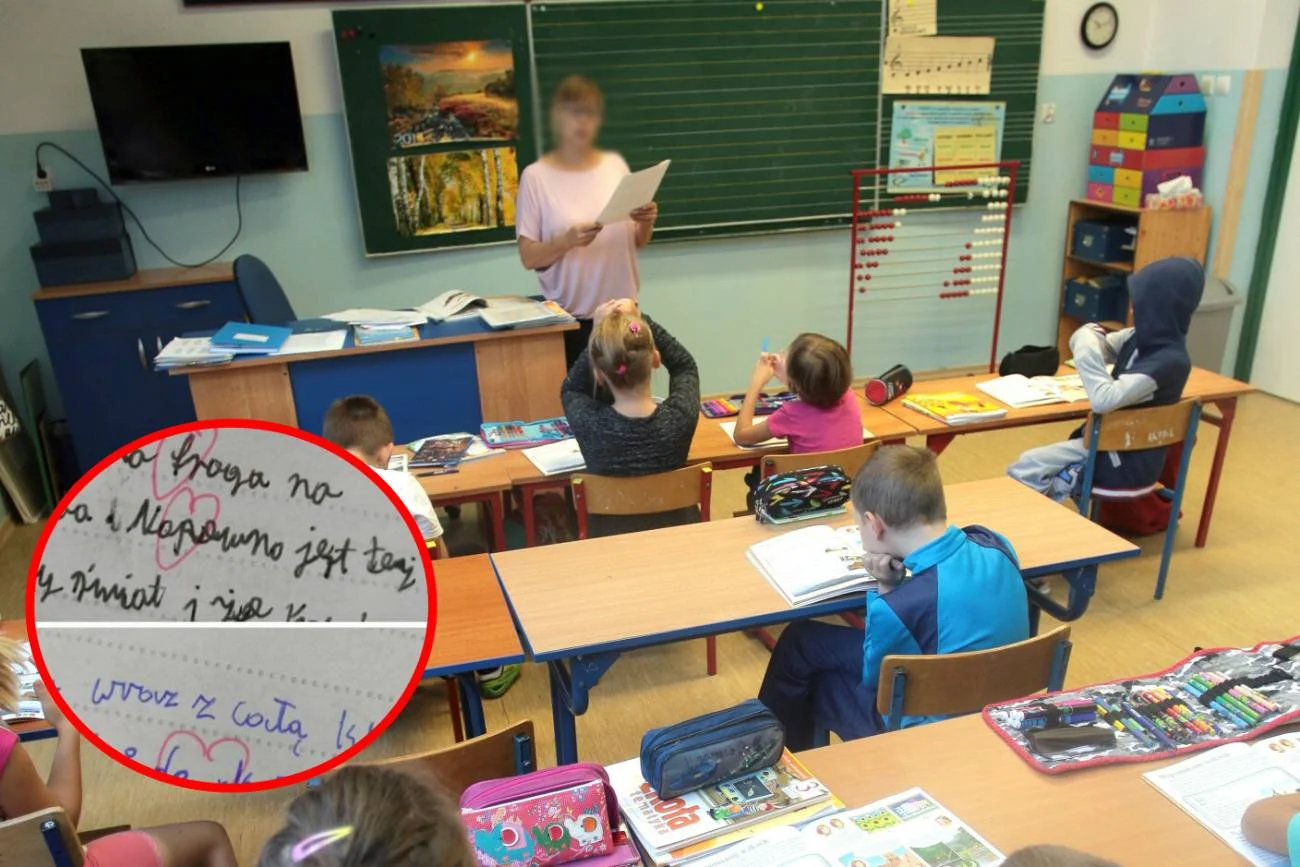 Inny sposób zaznaczania błędów w pracach pisemnych w podstawówce.