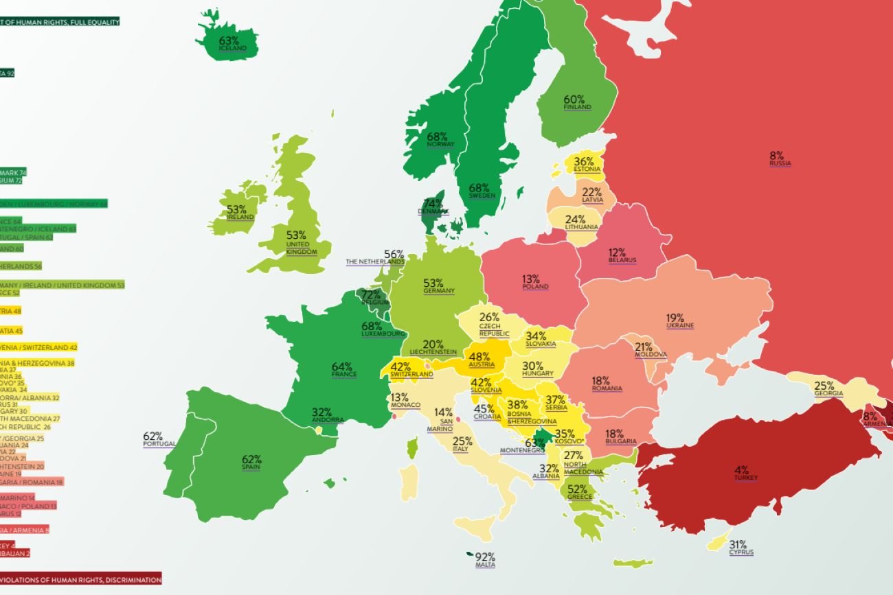 Ranking krajów przestrzegających praw osób LGBT+