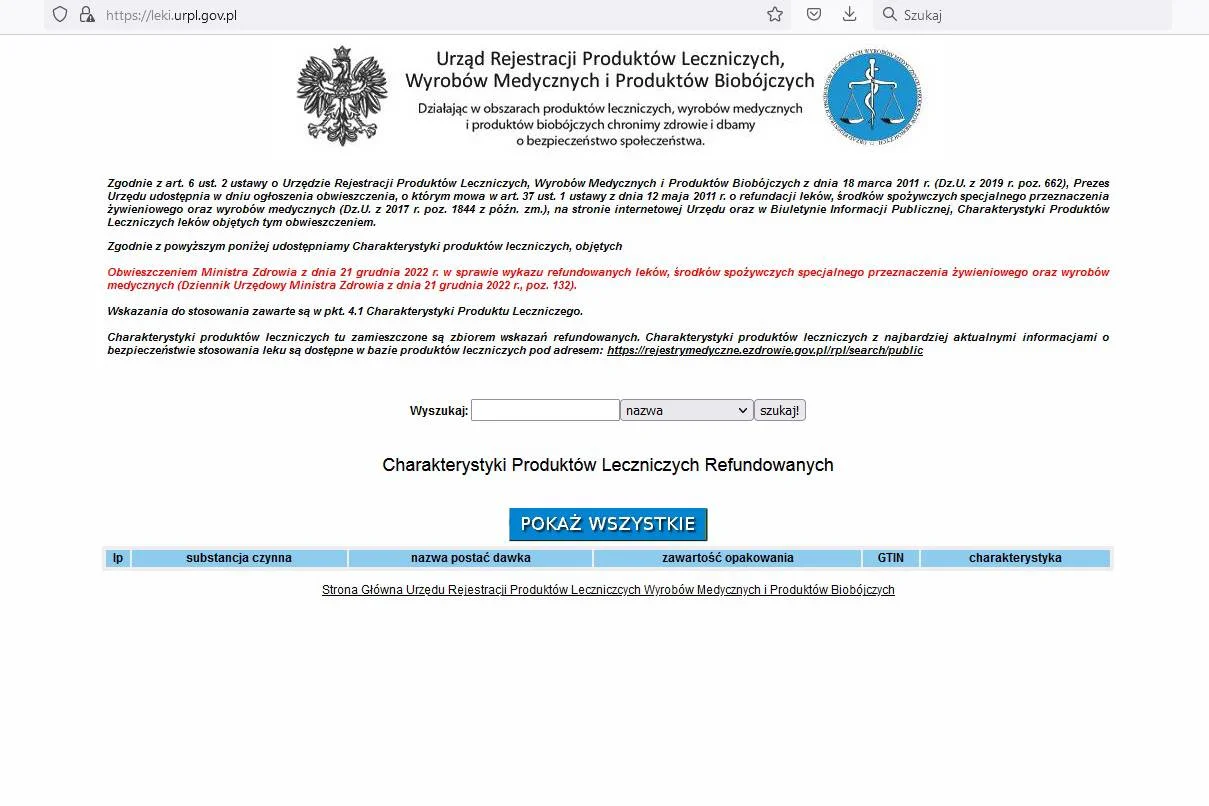 rejestr leków NFZ