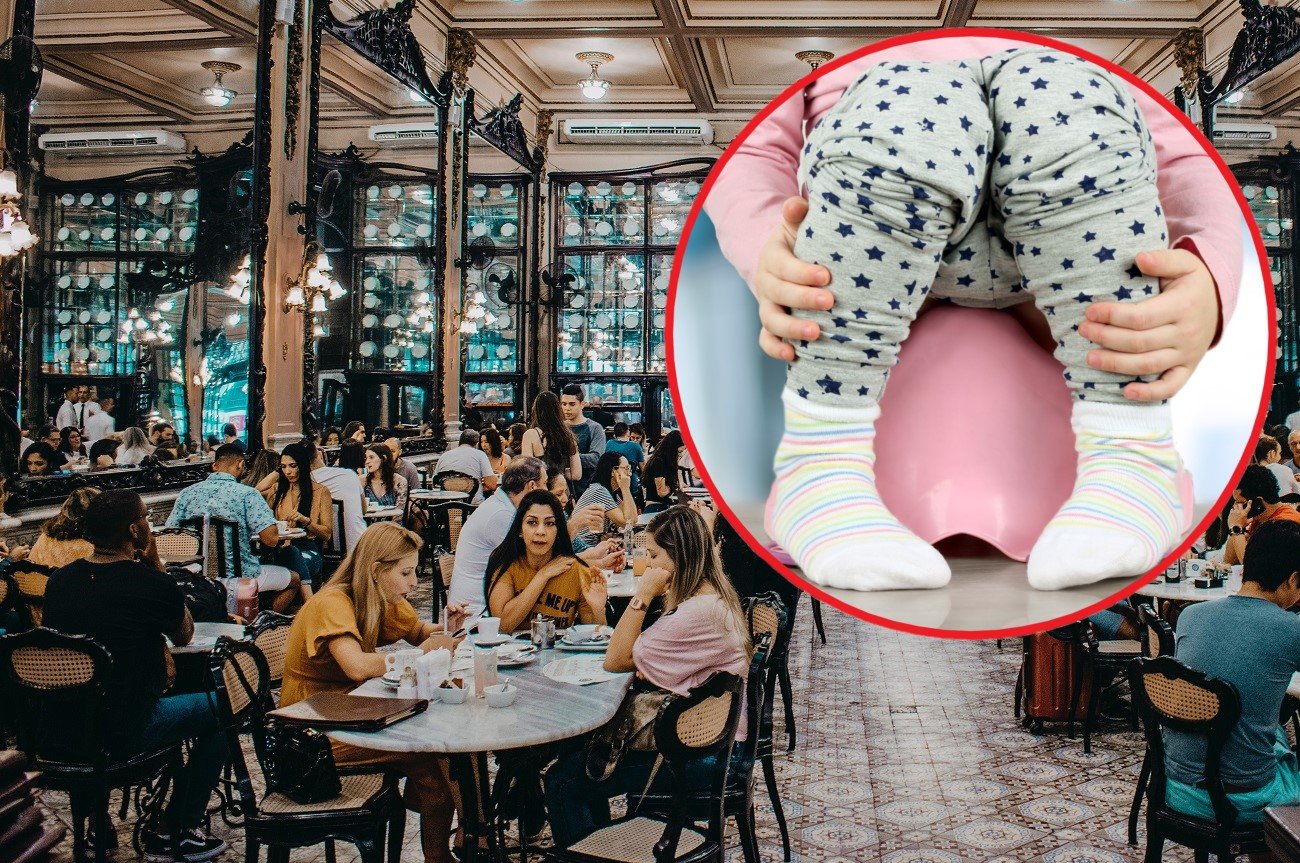 wysadzanie dziecka w restauracji