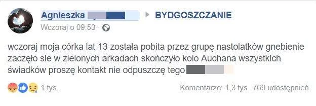Mama nastolatki szuka świadków zdarzenia