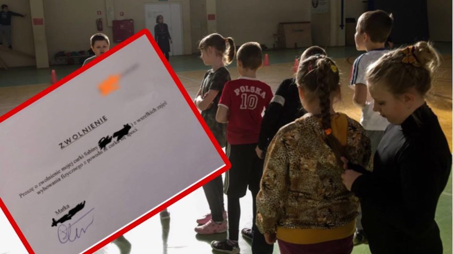 Zdjęcie zwolnienia z WF-u na profilu polszczyzna_pl