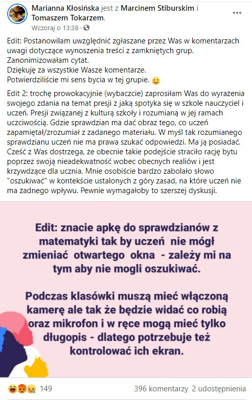 Ściąganie na lekcjach online - kontrola