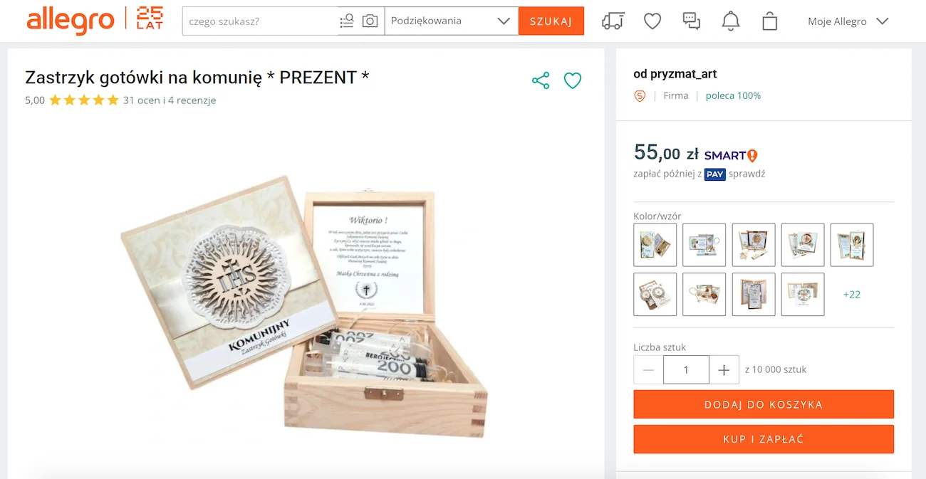 skrzynka ze strzykawkami na komunię