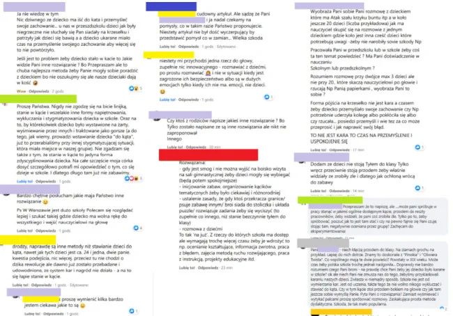Stawianie dzieci w kącie w zerówce
