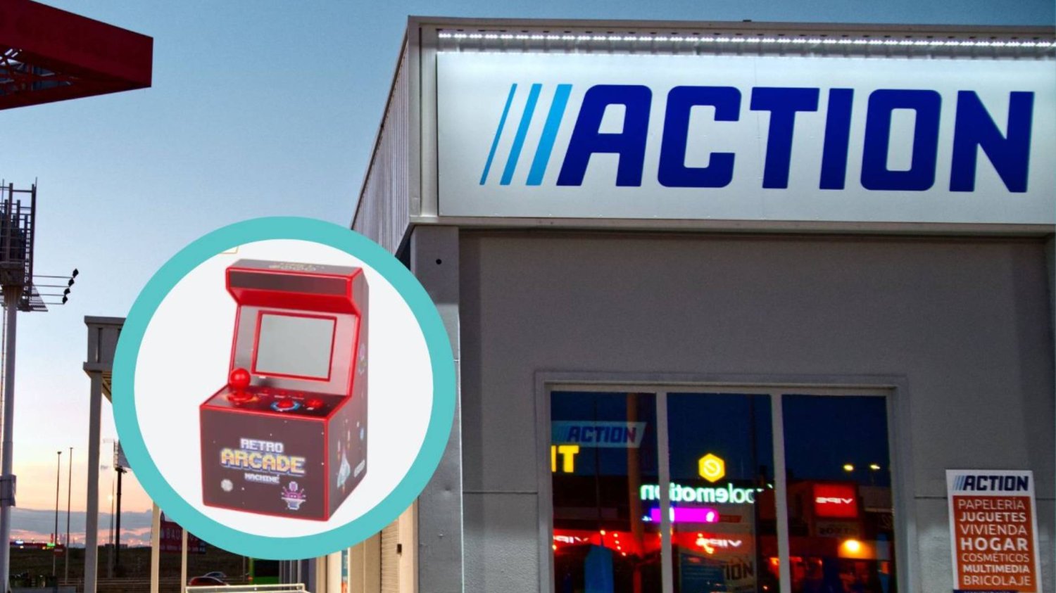 Miniaturowy automat do gier w stylu retro z Action